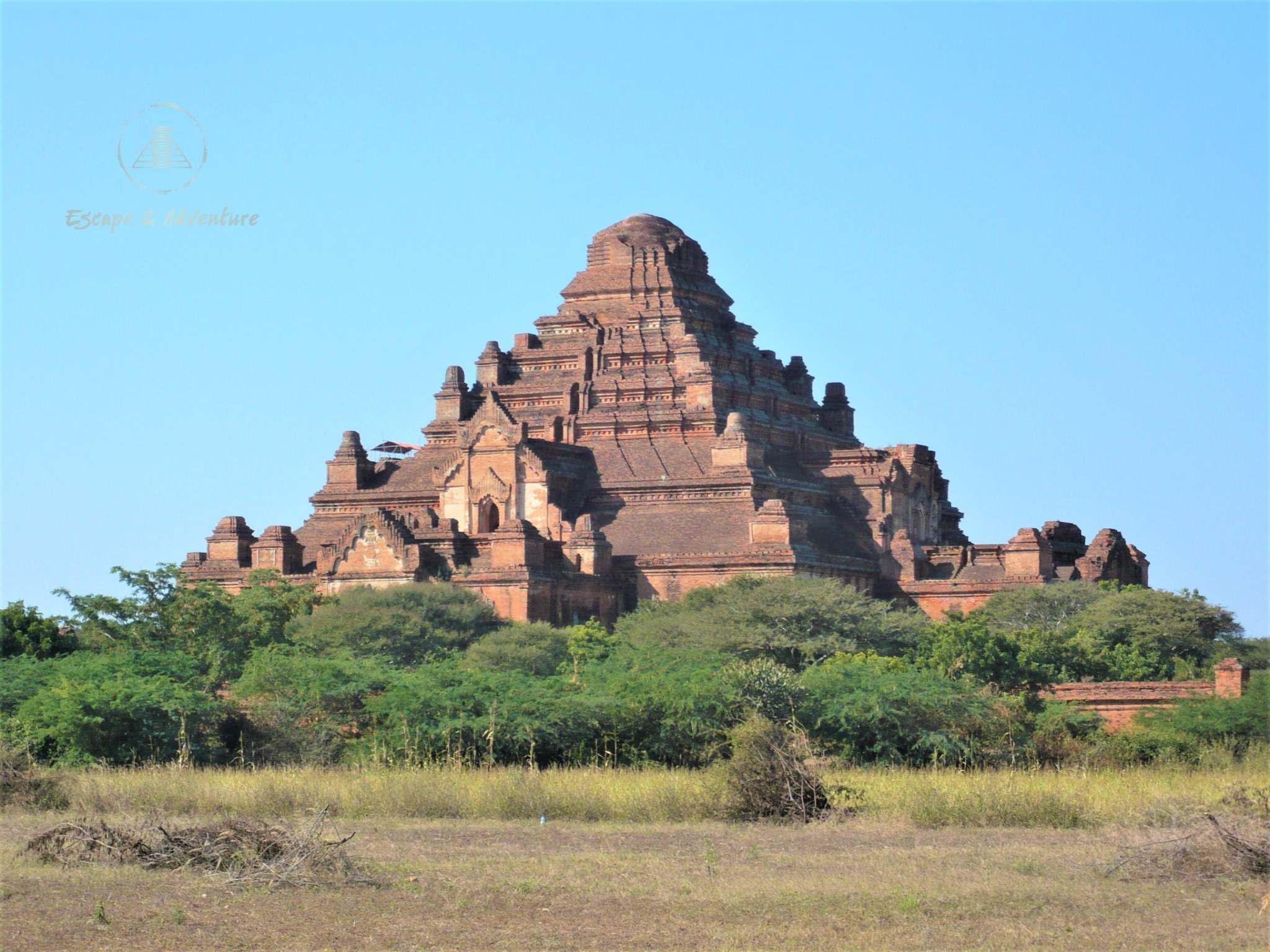 Pyramid-shaped temple situated on the plains of Bagan, Myanmar.